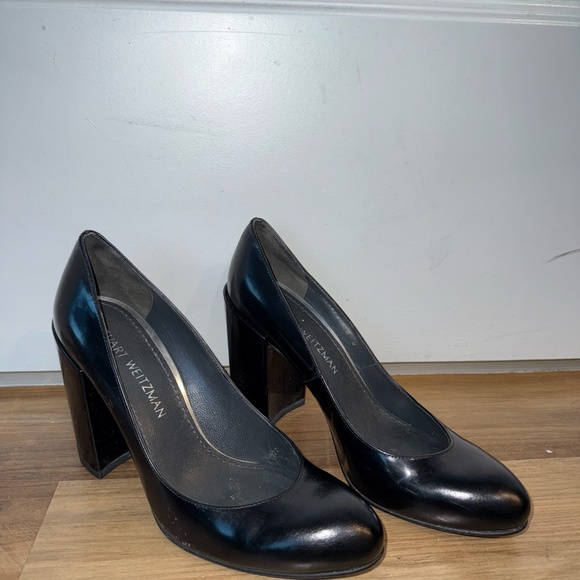 Stuart Weitzman Pronto Jet Mirror black patent leather block-heel pump - Picture 9 of 9